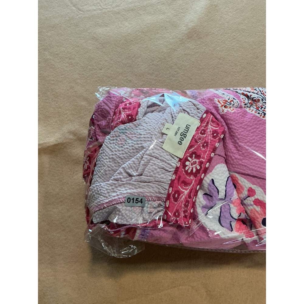 Umgee Midi Dress Womens Large Pink Excellent Boho Floral Seersucker C5766 - Picture 7 of 7